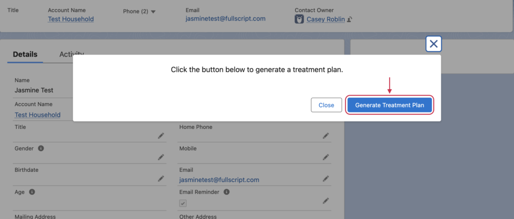 Click Generate treatment plan.