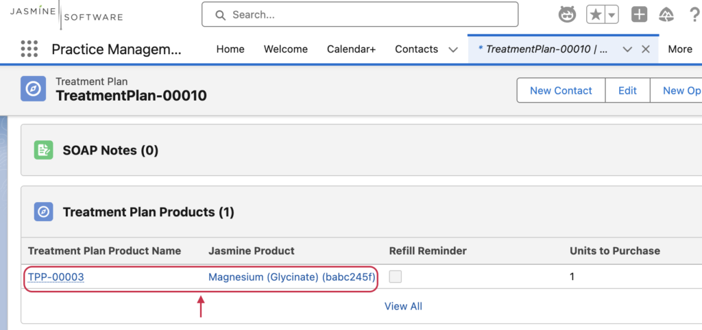 Finding the included products in a treatment plan.