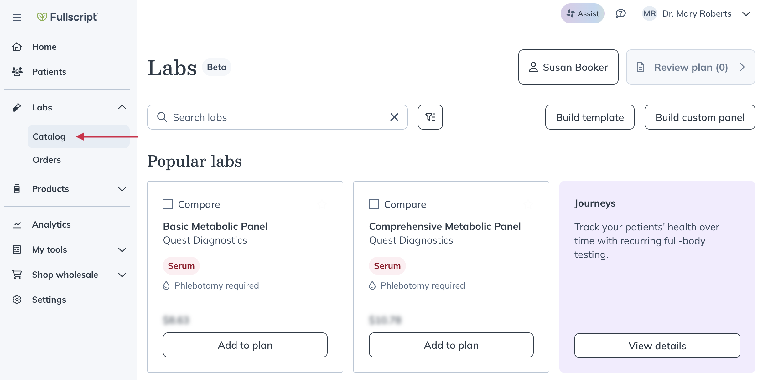 clicking catalog to explore labs