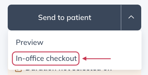 Accessing In-office checkout from the Review plan page.