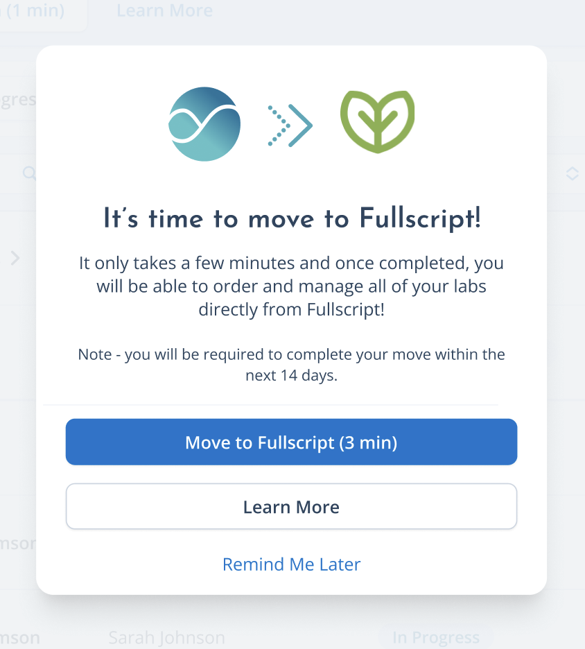 An example of the pop-up you'll see when you can begin your to transition.