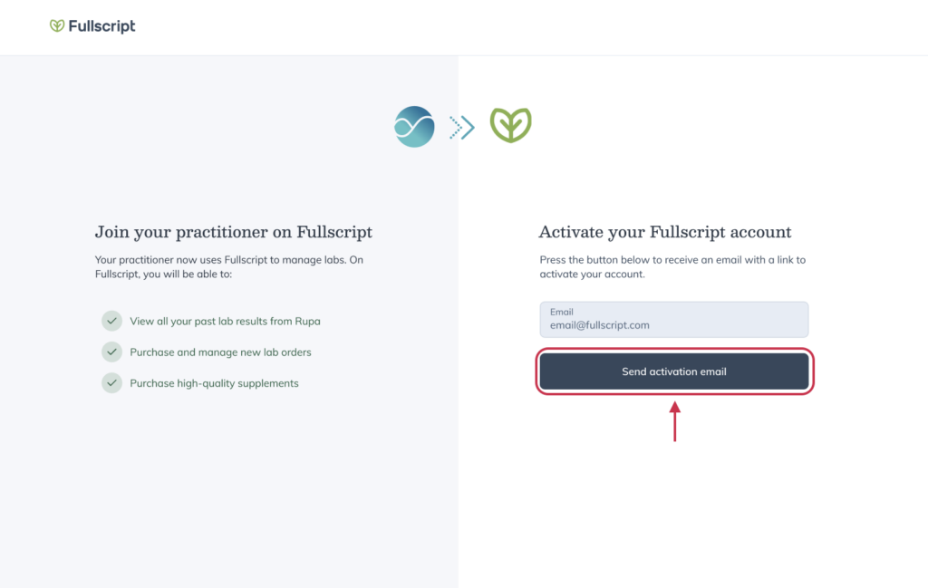 Click Send activation email.