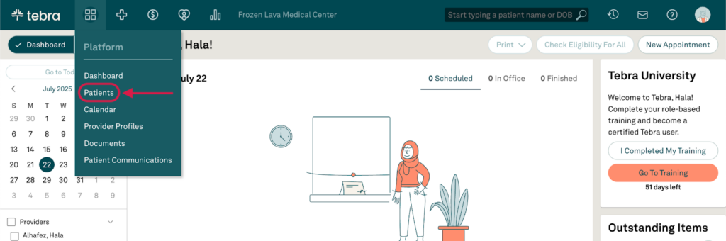 Click Patients.