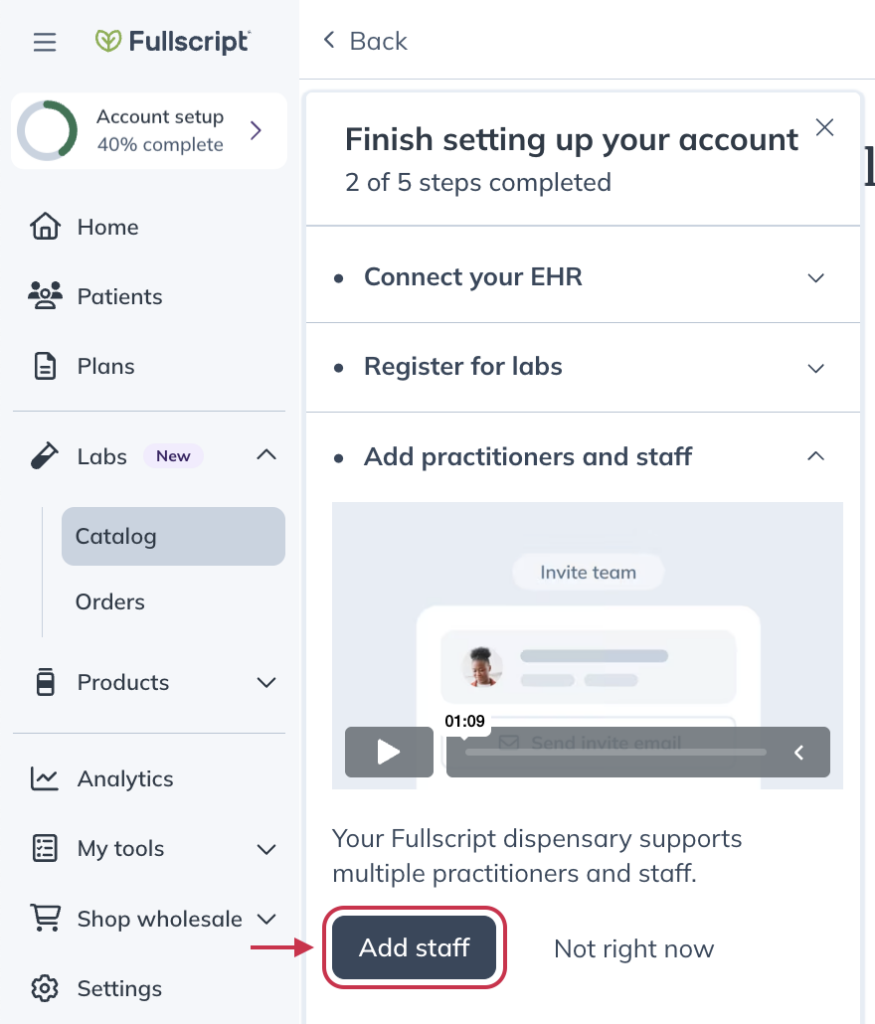Click Add staff.