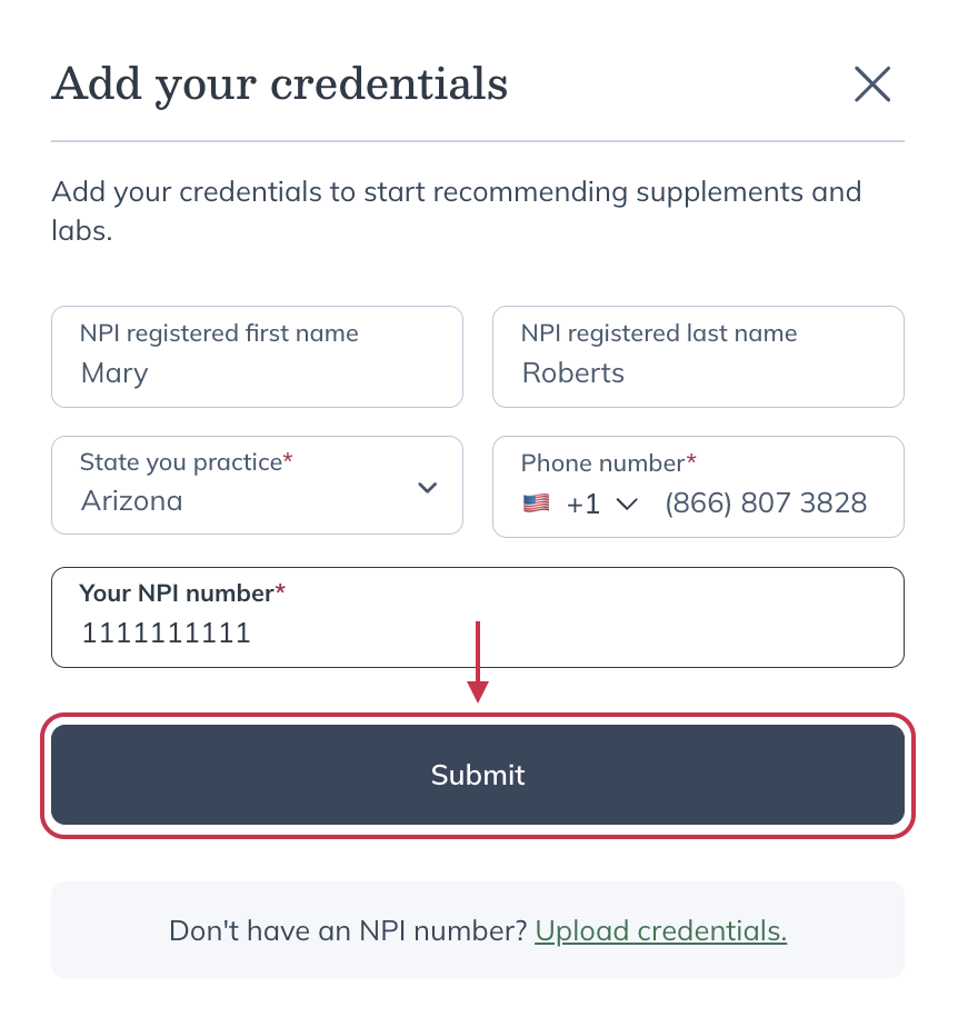 Click Submit.