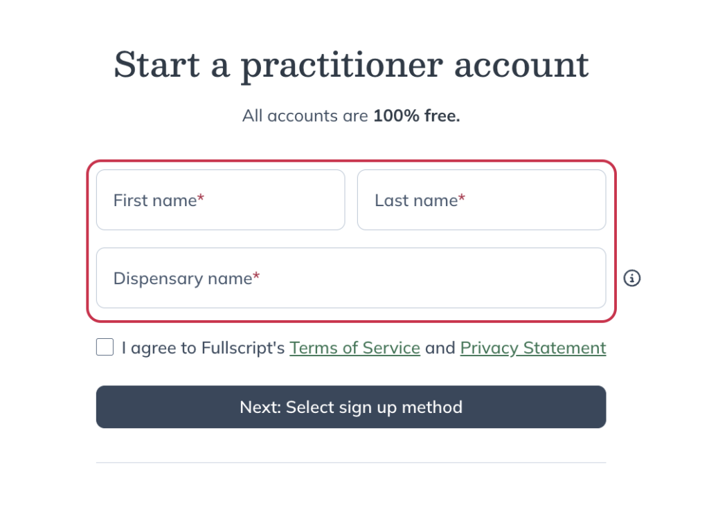 Add your name and your dispensary's name.