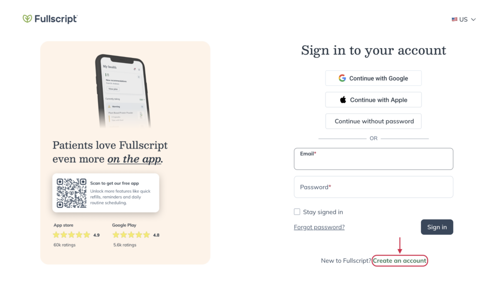 Click Create an account.