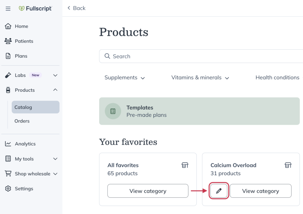 Click edit category.