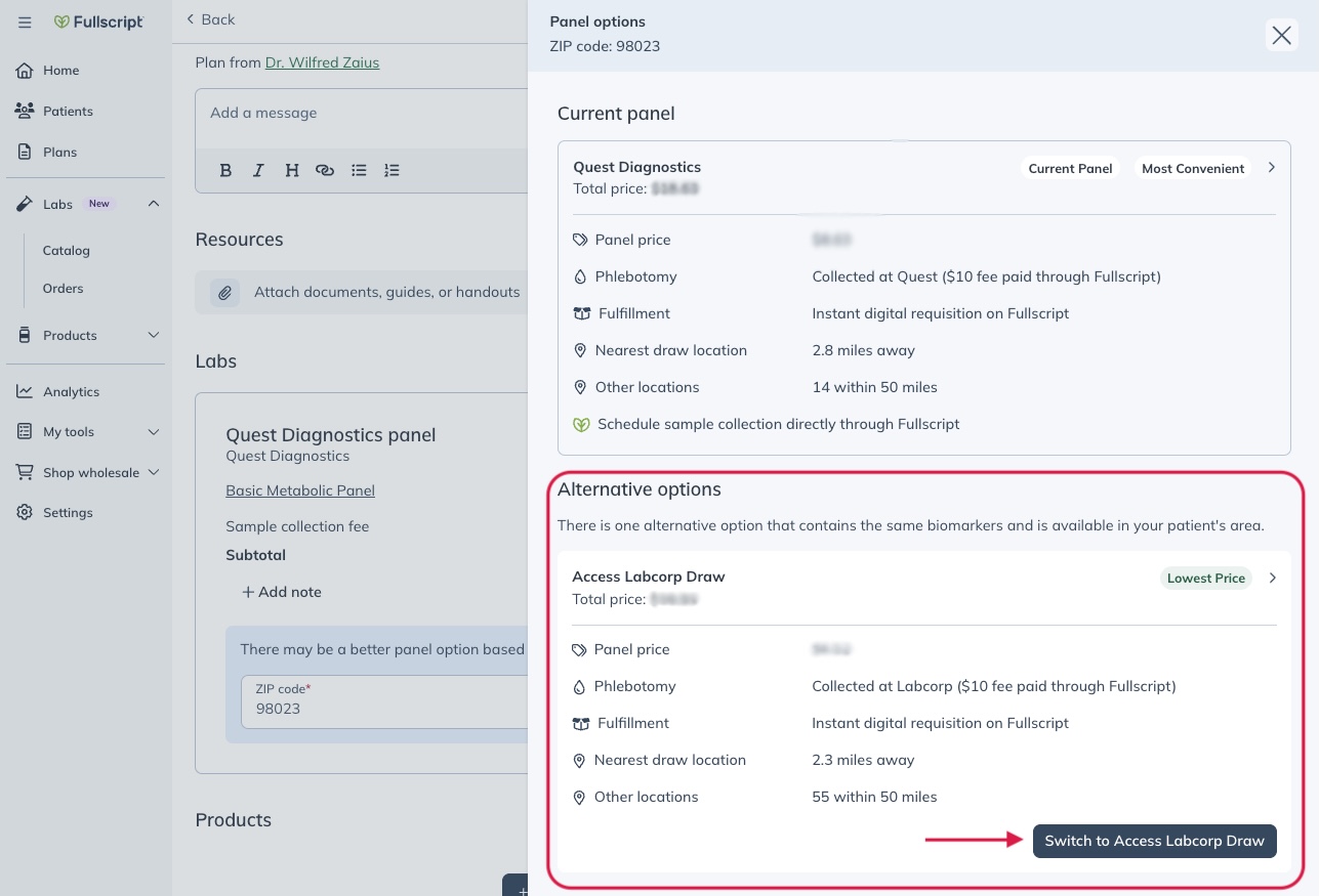 Comparing lab tests - Fullscript Support Center