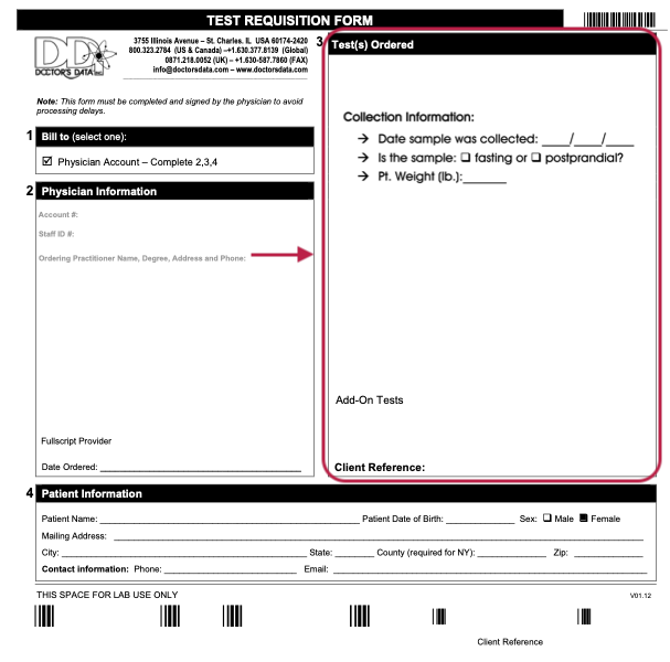 Sample Doctor's Data requisition form