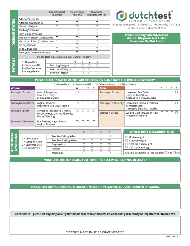 Sample DUTCH requisition form, page 2