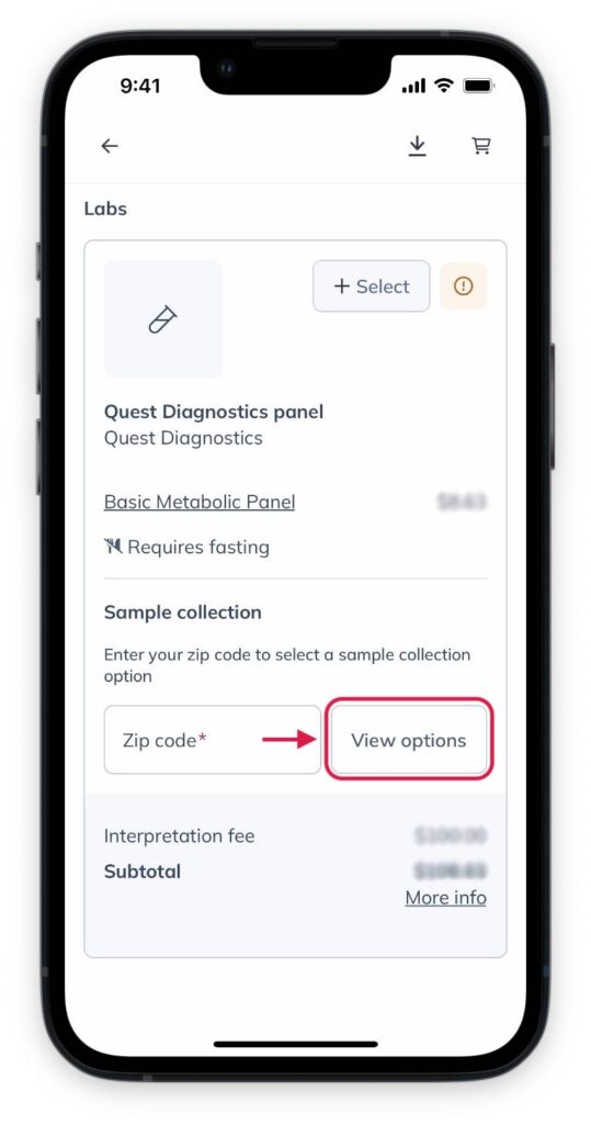 Tap view options after inputting your zip code.