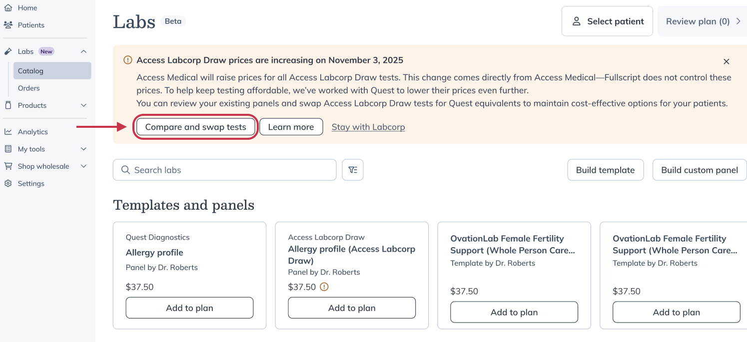 Click Compare and swap tests.