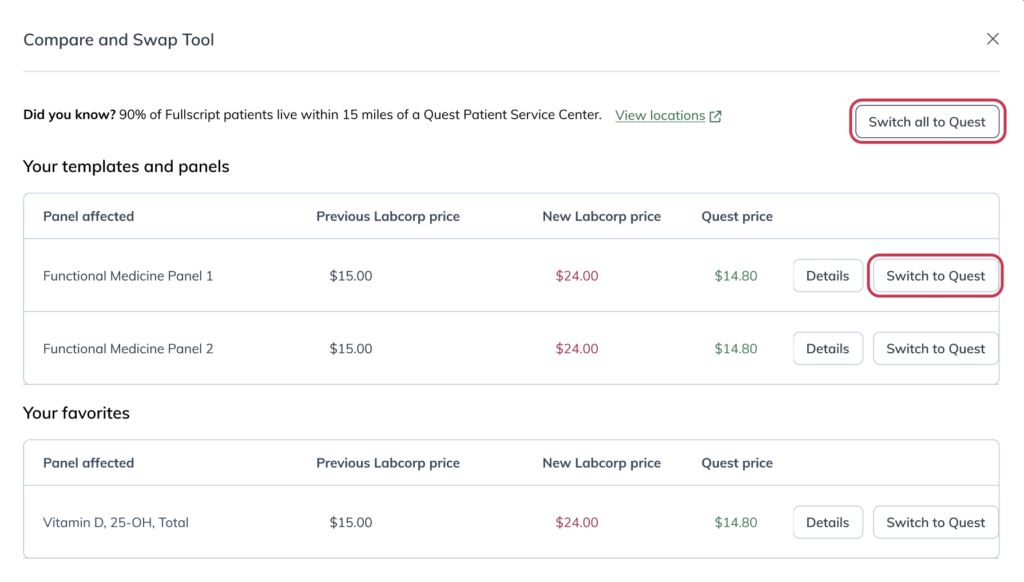 Click Switch to Quest.