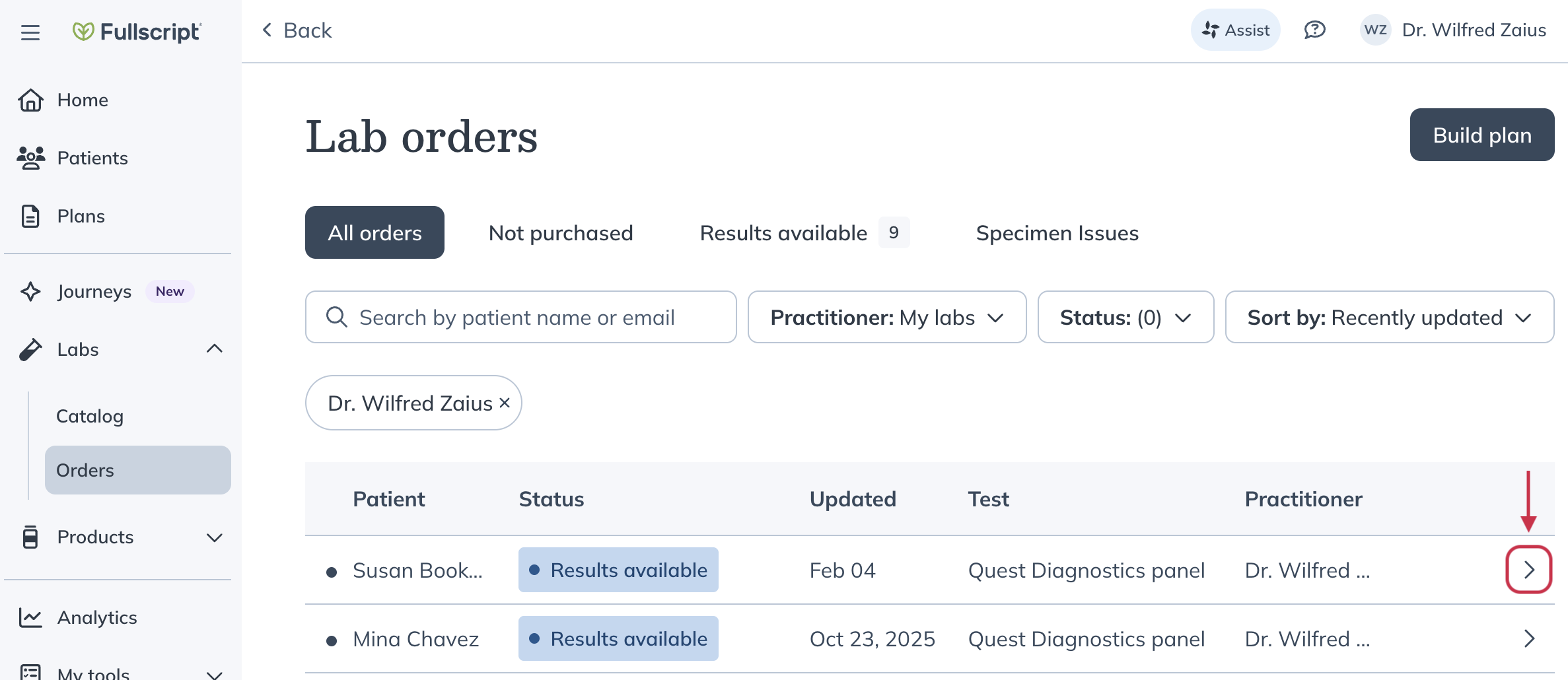 Select an order to view its details.