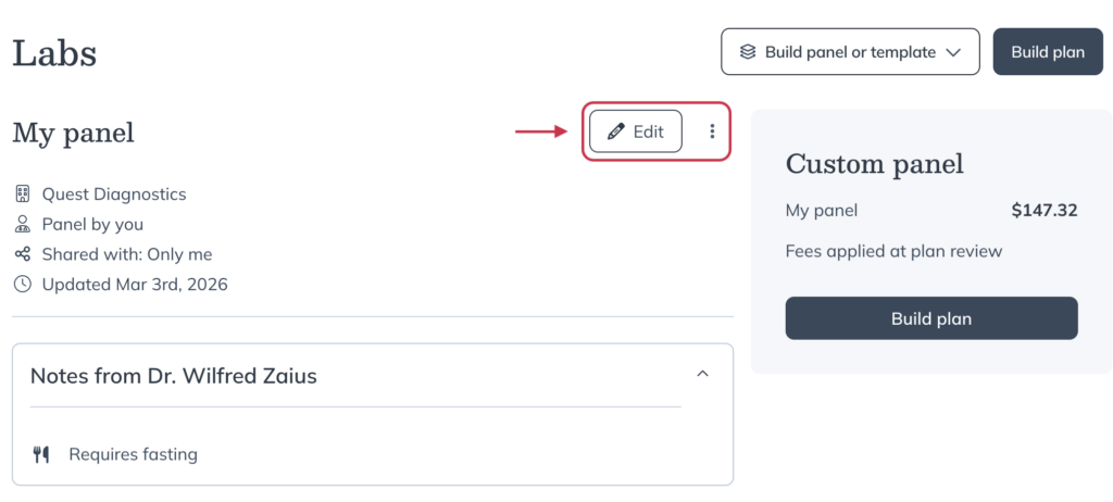 Editing or deleting a custom panel from the Labs catalog