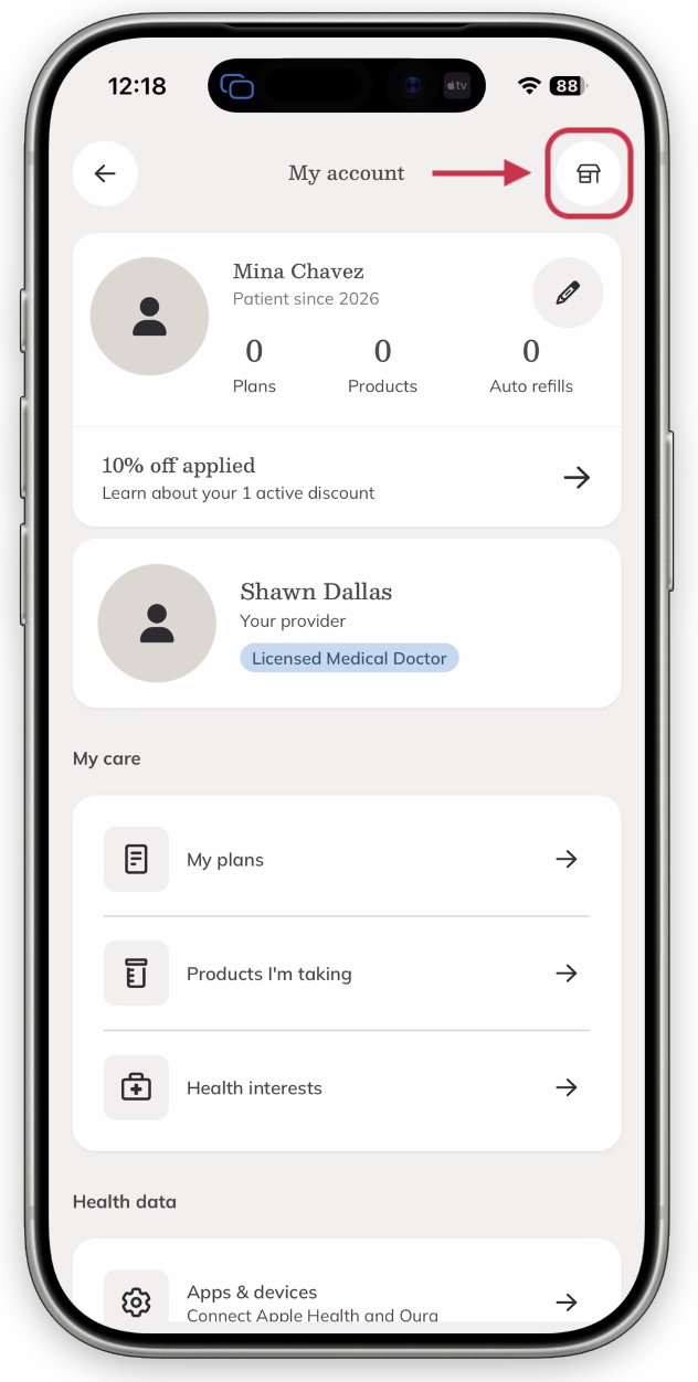 Opening the Switch account screen.